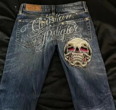 retro punk skull jeans
