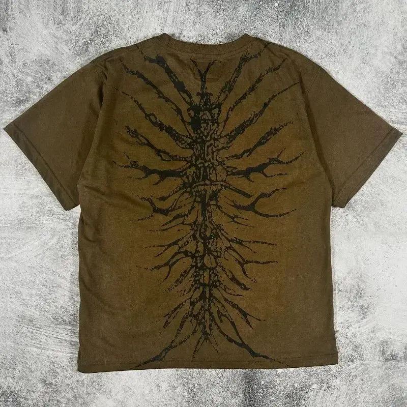 Gothic Skeleton Print T shirt Loose