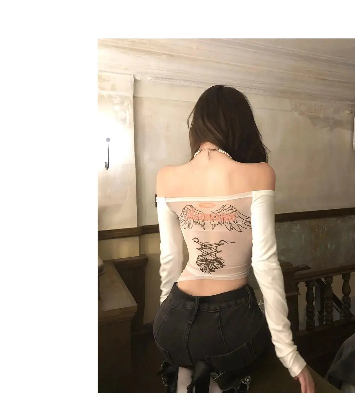 Backless T Shirt Japanese Y2k