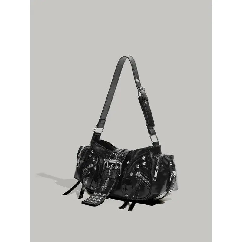 Y2k Black Motorcycle Shoulder Bag