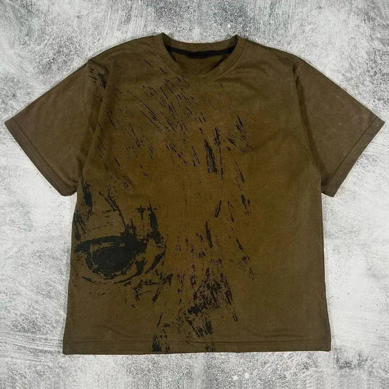 Gothic Skeleton Print T shirt Loose
