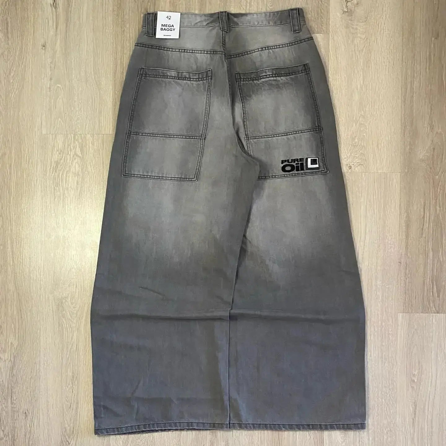 Big Washed Black Grey Jeans Loose