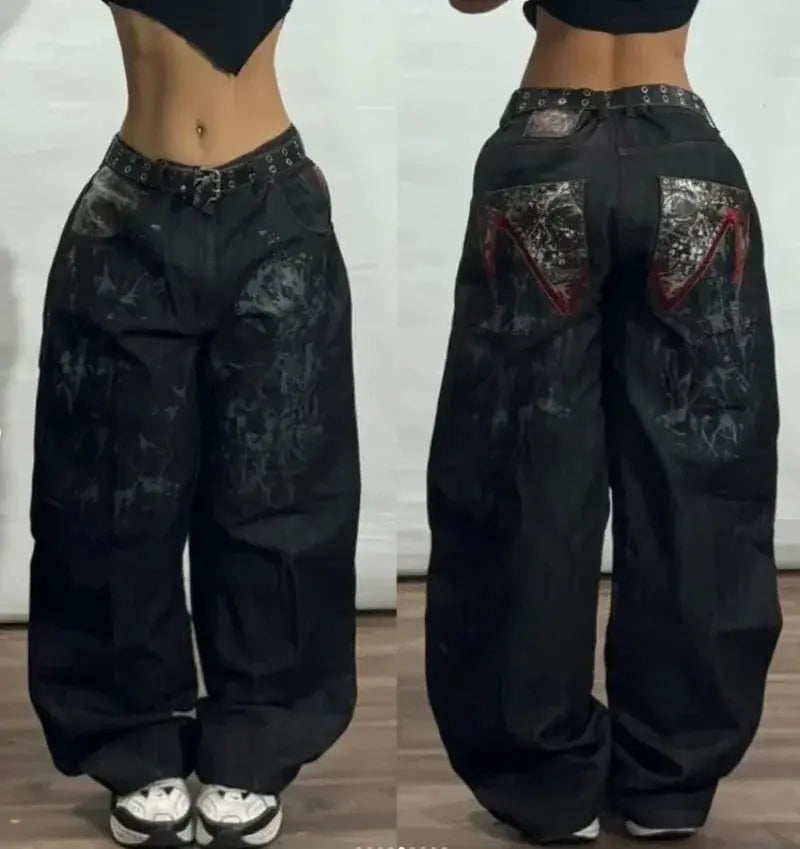 Big Washed Black Grey Jeans Loose