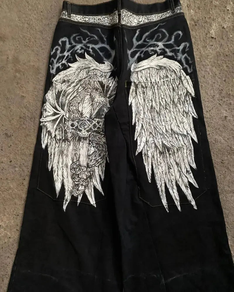 Angel Wings Casual Loose Jeans