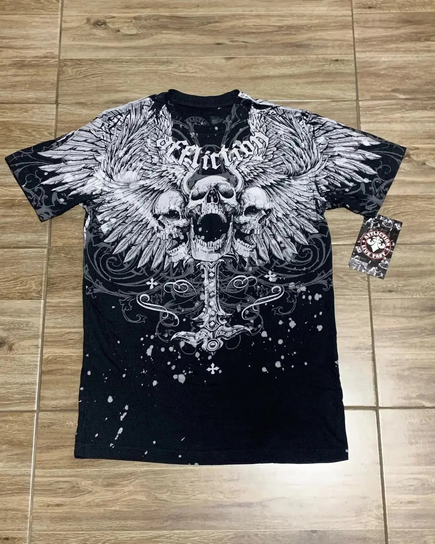 Gothic Skeleton Print T shirt Loose