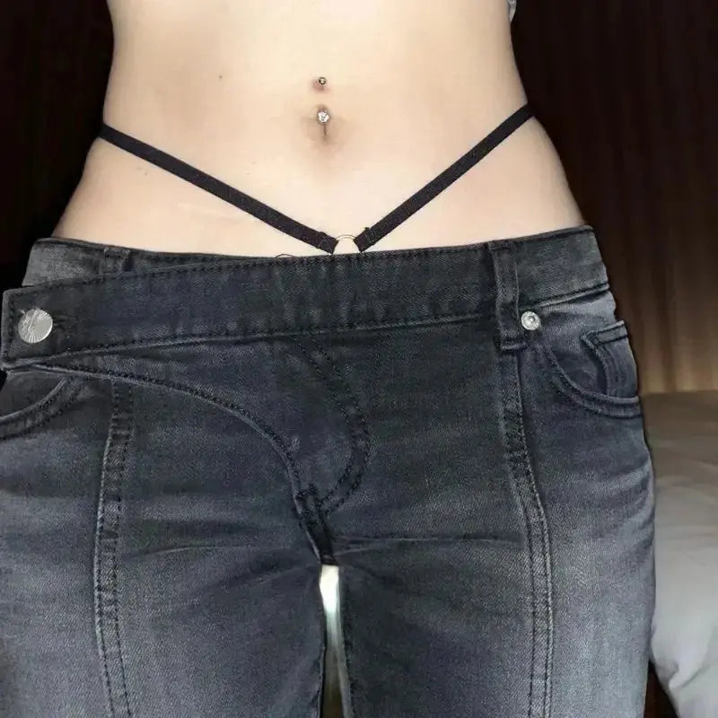 Vintage Distressed Low Waist Jeans Grunge