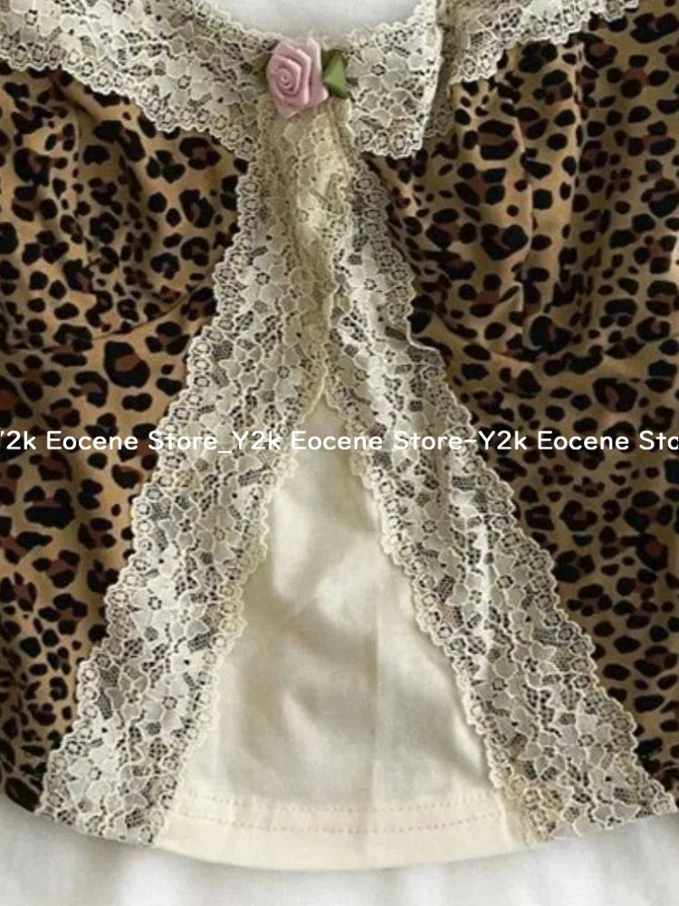 Y2k Leopard Top