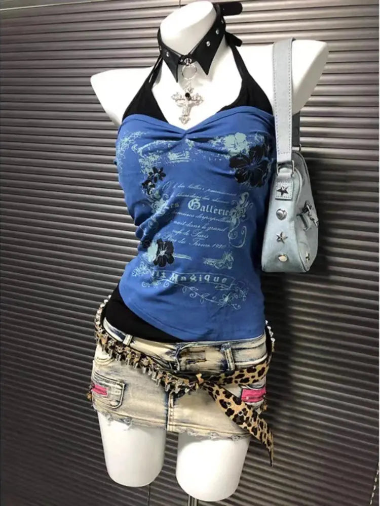 2024 Summer Sexy One Shoulder Design Y2k Vintage T-Shirts