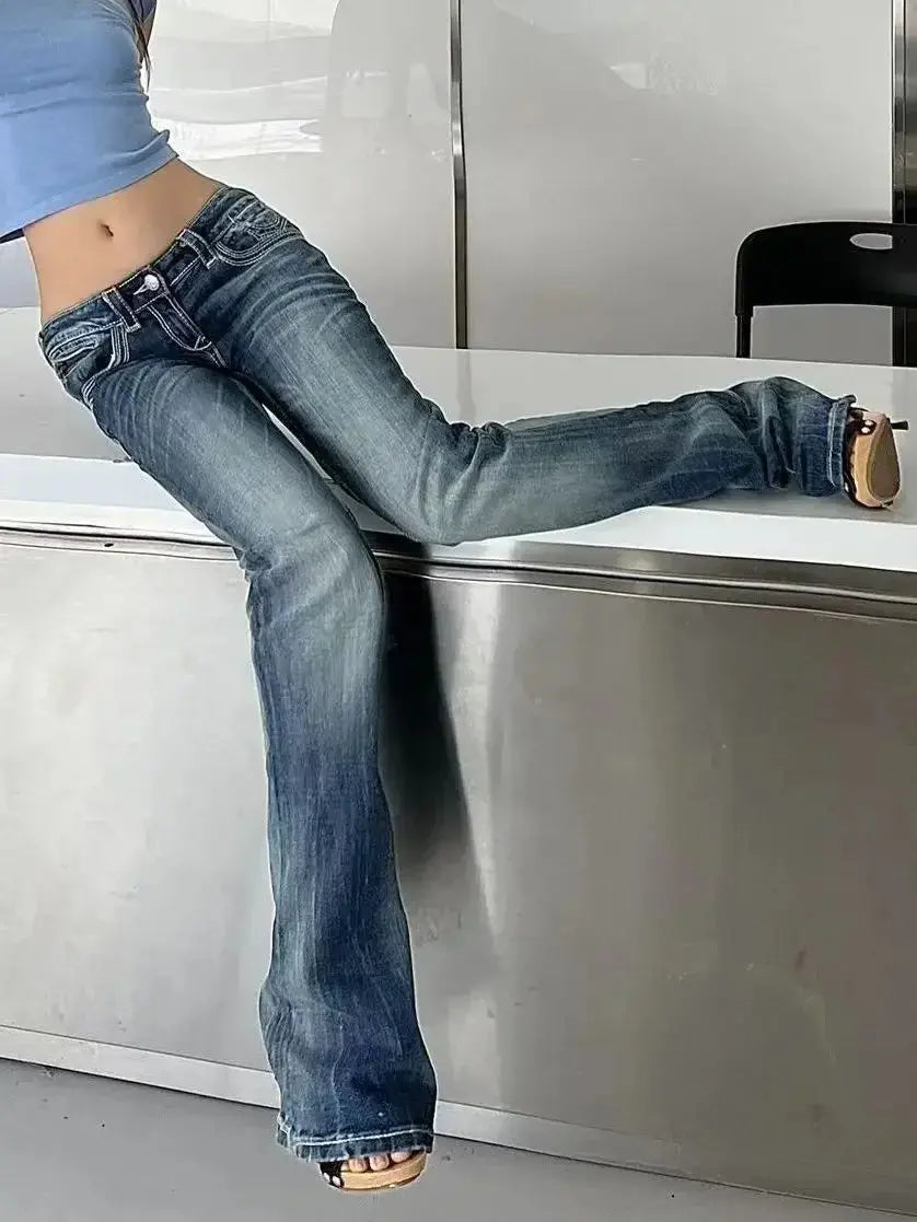 Vintage Streetwear Low Rise Flare Jeans