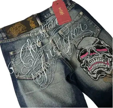 retro punk skull jeans