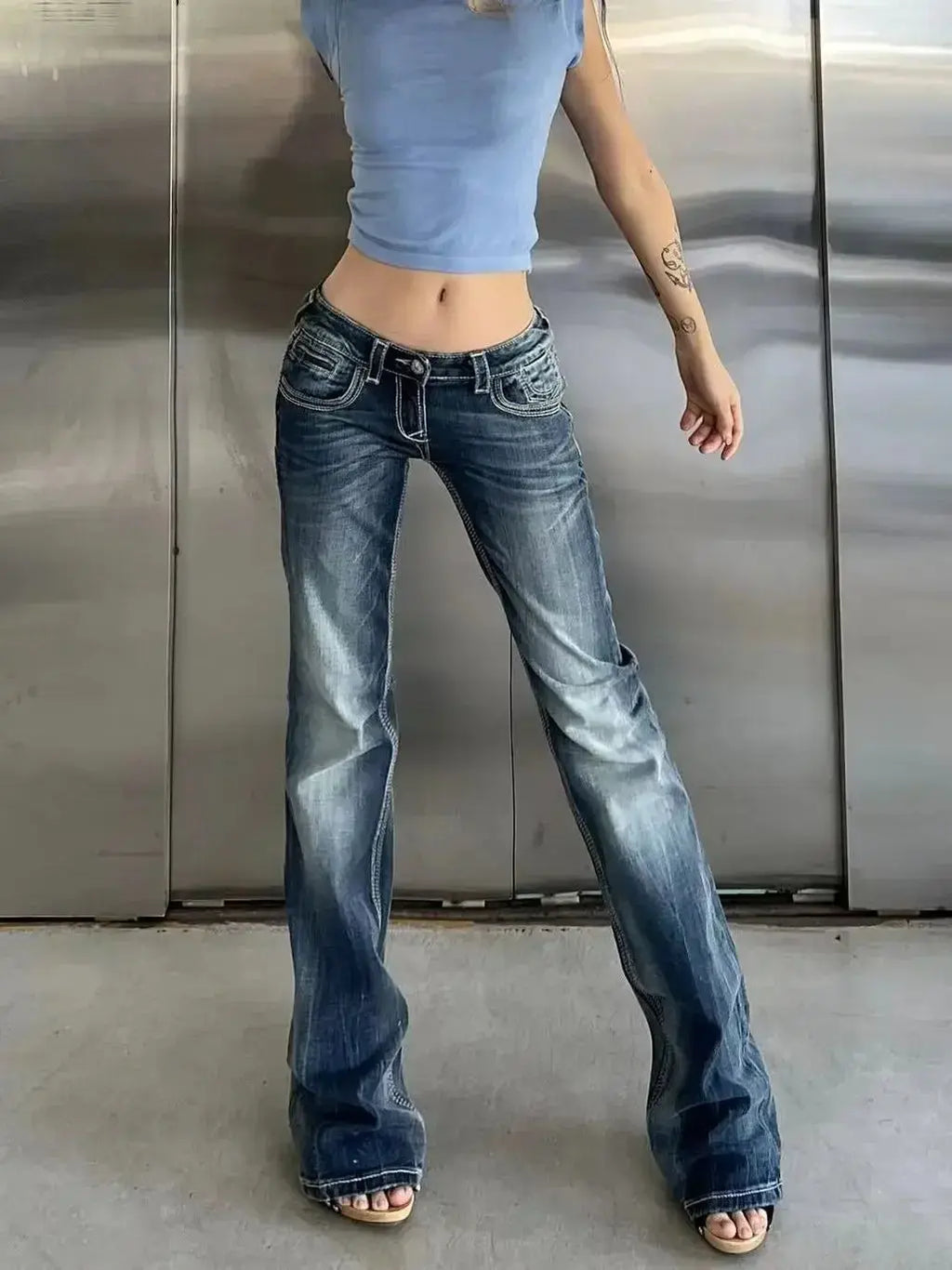 Vintage Streetwear Low Rise Flare Jeans