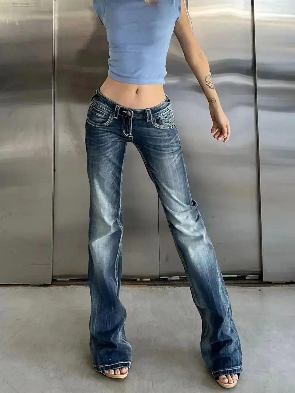 Vintage Streetwear Low Rise Flare Jeans