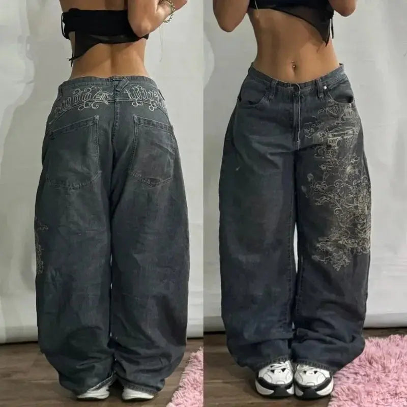 Big Washed Black Grey Jeans Loose