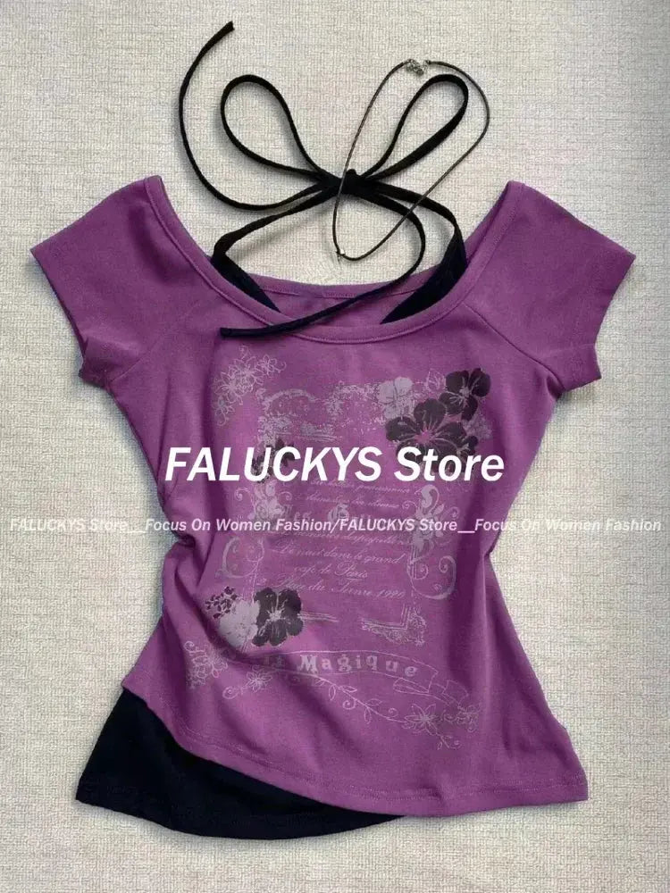 T-Shirt Women Y2K Streetwear Hot Girl Slim Fit