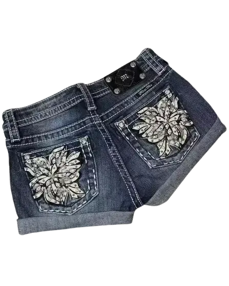 Retro Angel Wing Denim Shorts Y2K