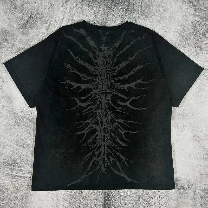 Gothic Skeleton Print T shirt Loose