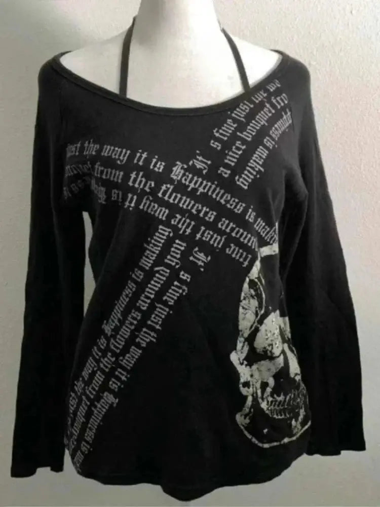 Vintage Gothic Streetwear T-shirt Woman Y2k Tops