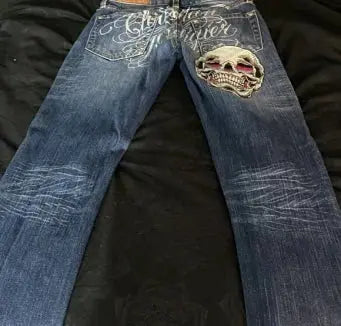 retro punk skull jeans