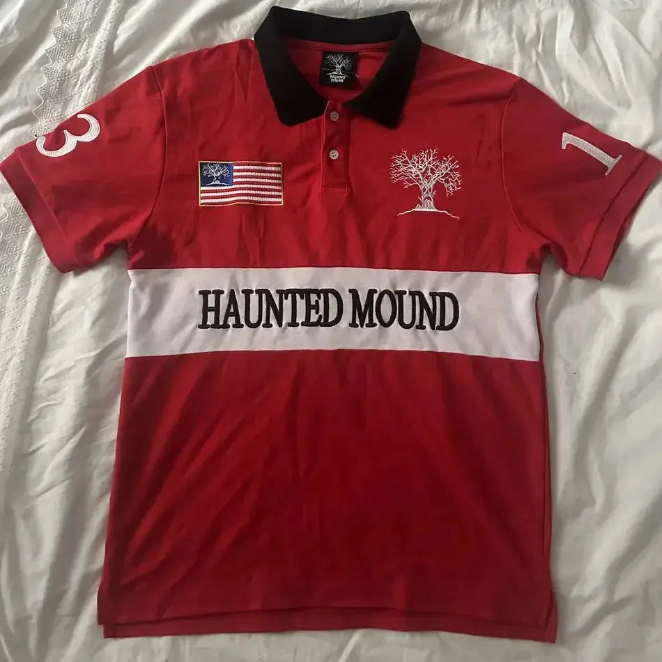 Haunted Mound Red Polo Shirt Y2K