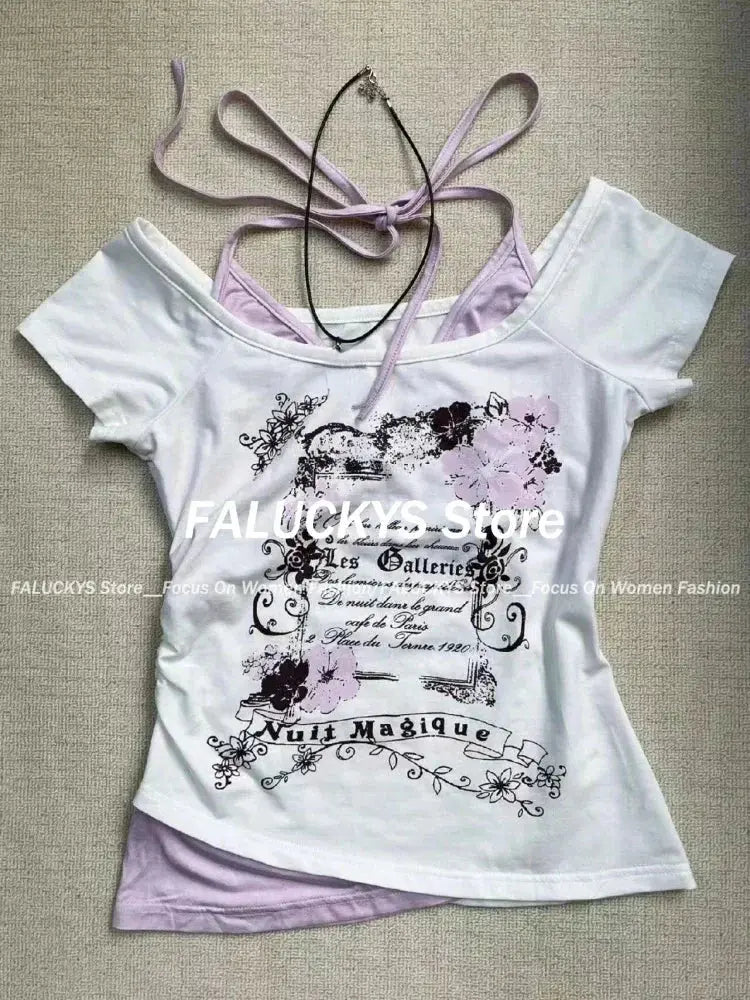 T-Shirt Women Y2K Streetwear Hot Girl Slim Fit