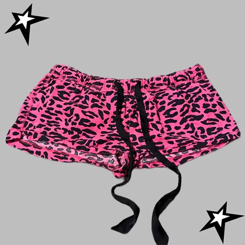 Y2K Shorts  Leopard Print Women