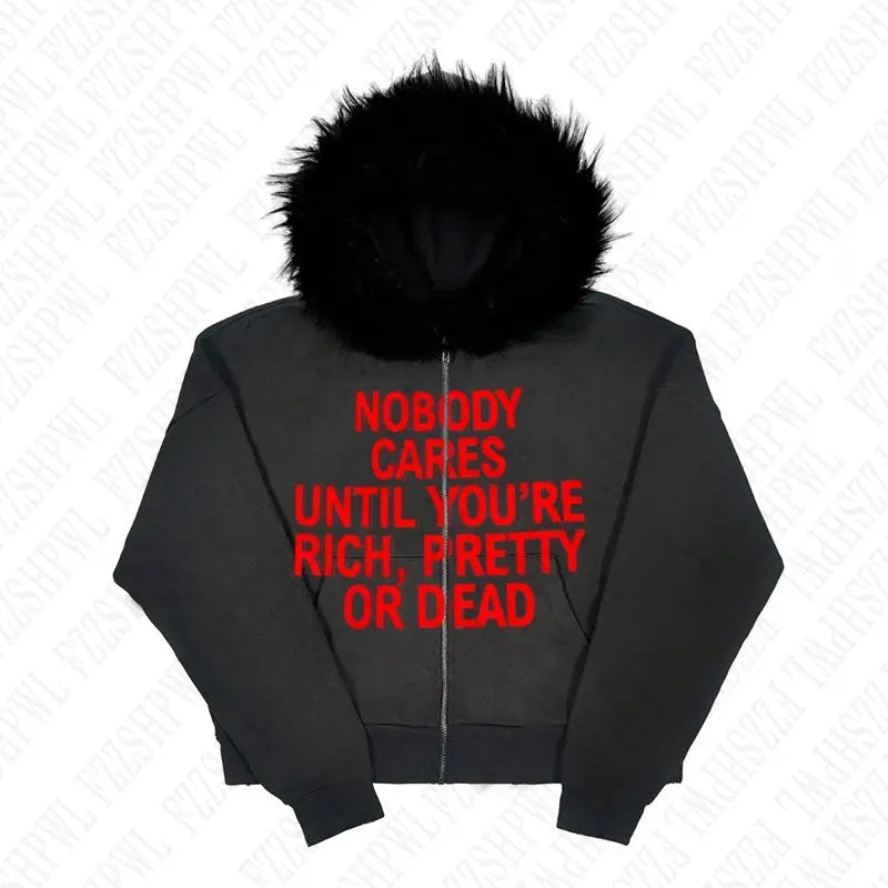 NOBODY CARES ZIP HOODIE