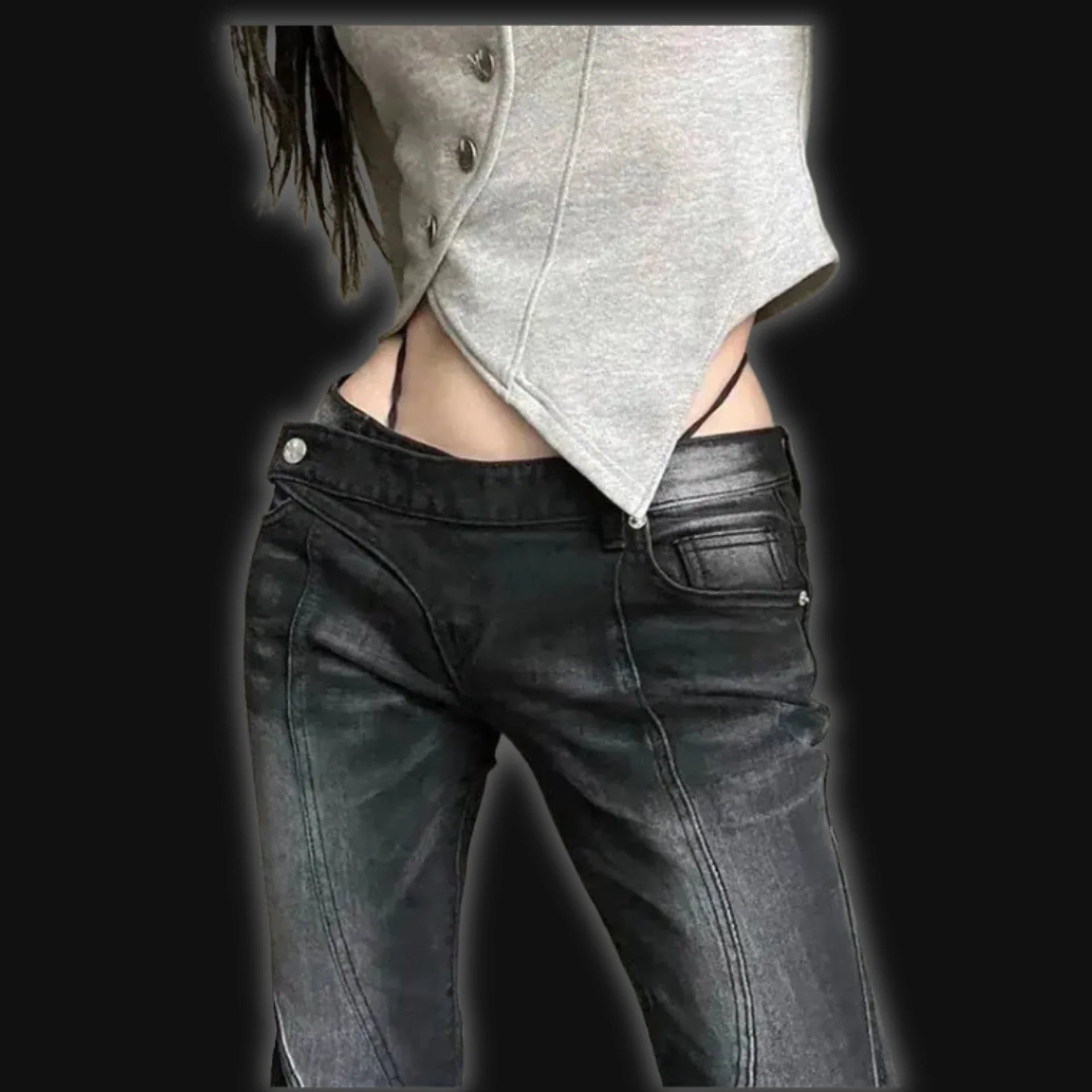 Vintage Distressed Low Waist Jeans Grunge