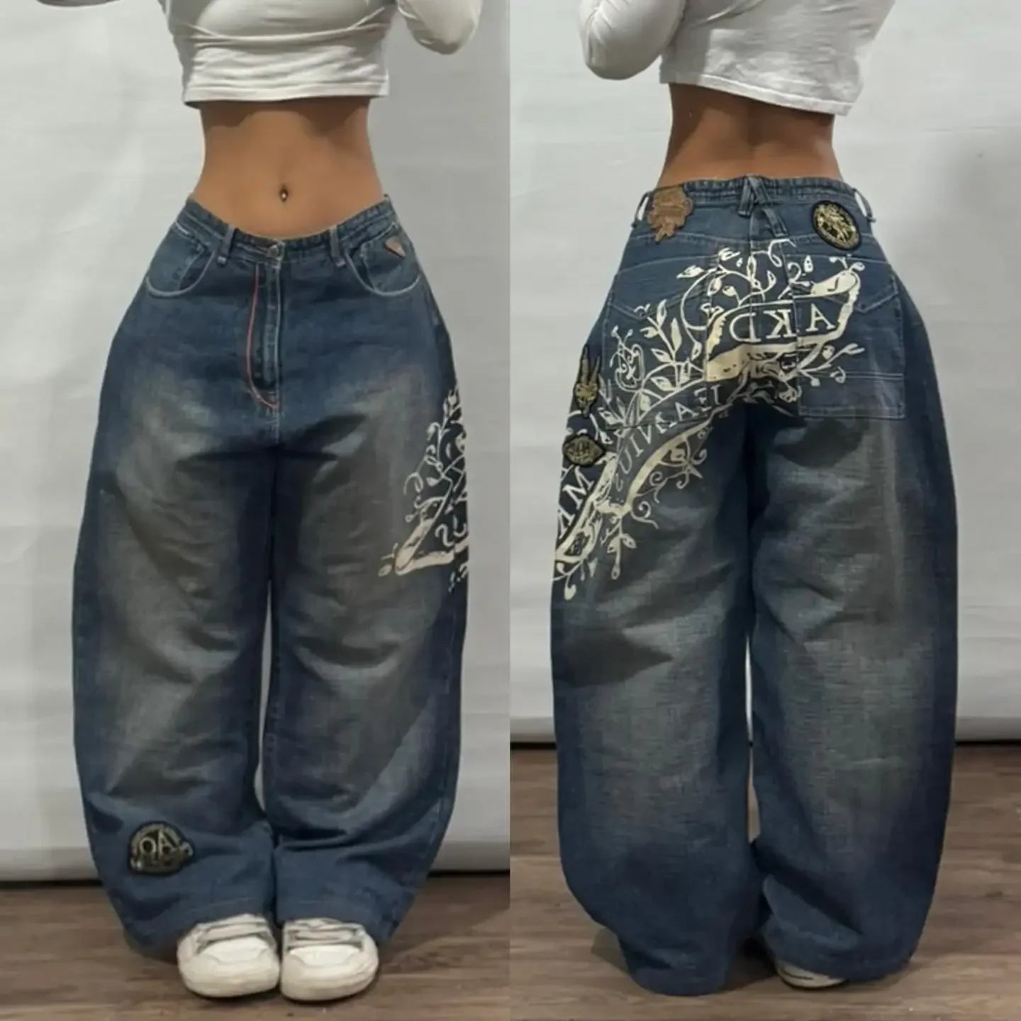 Loose Print Y2K Jeans (10+)