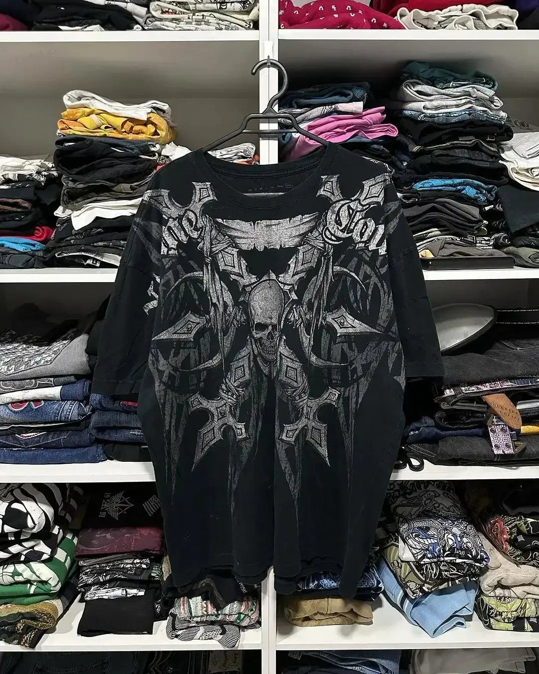 Gothic Skeleton Print T shirt Loose