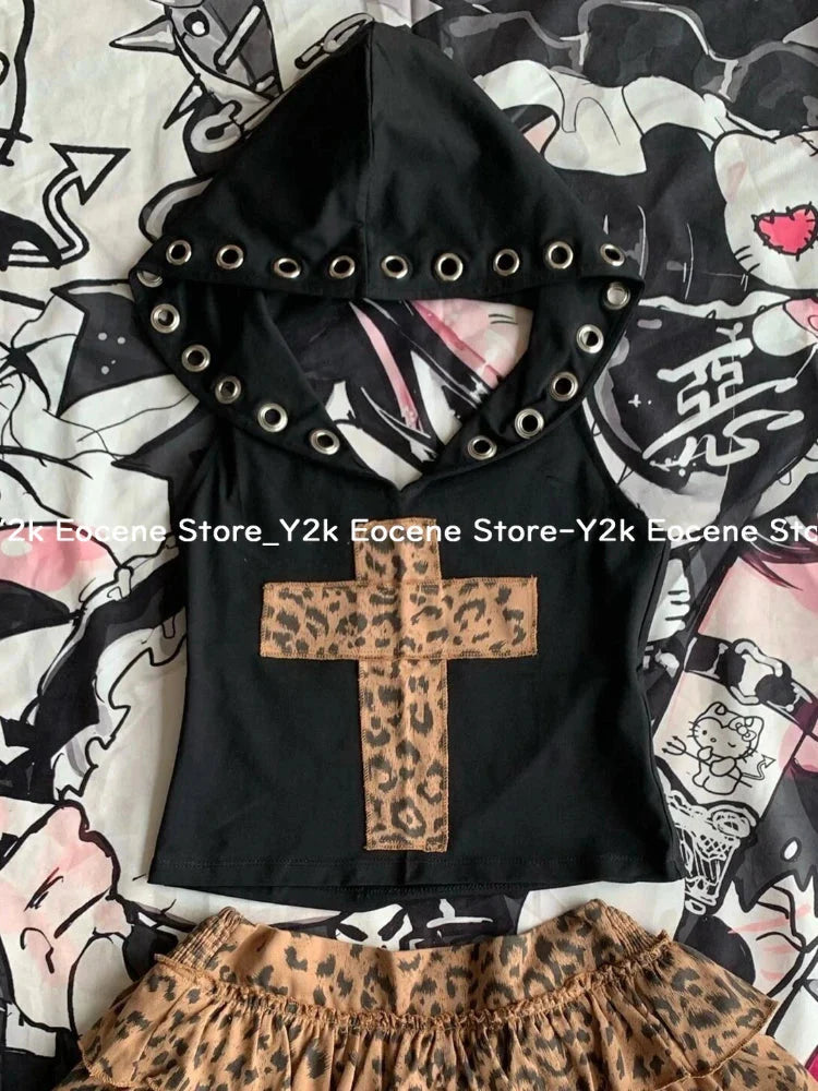 2000s Aesthetic Sexy Leopard Two Piece Set