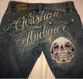 retro punk skull jeans