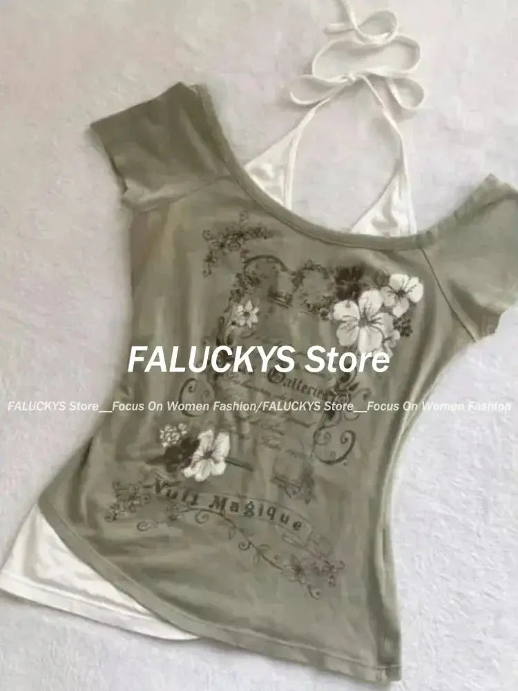 T-Shirt Women Y2K Streetwear Hot Girl Slim Fit