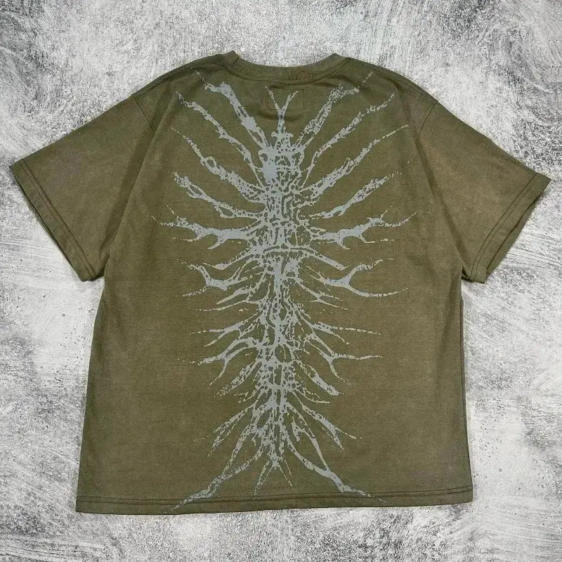 Gothic Skeleton Print T shirt Loose