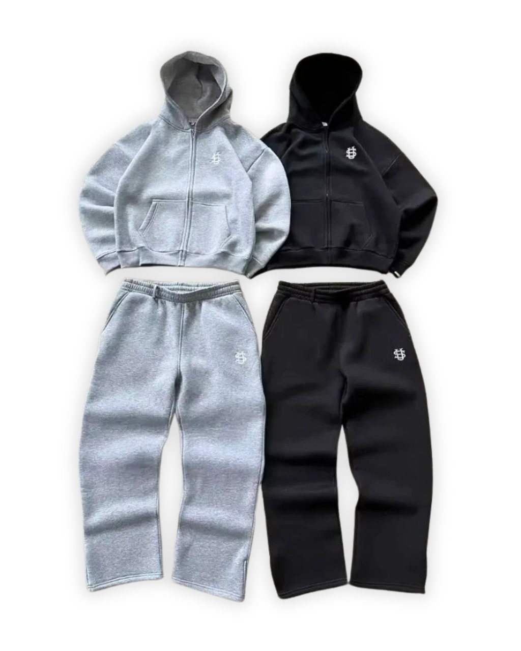 y2kSTUDIO – Baggy Tracksuit Set (Grey & Black)