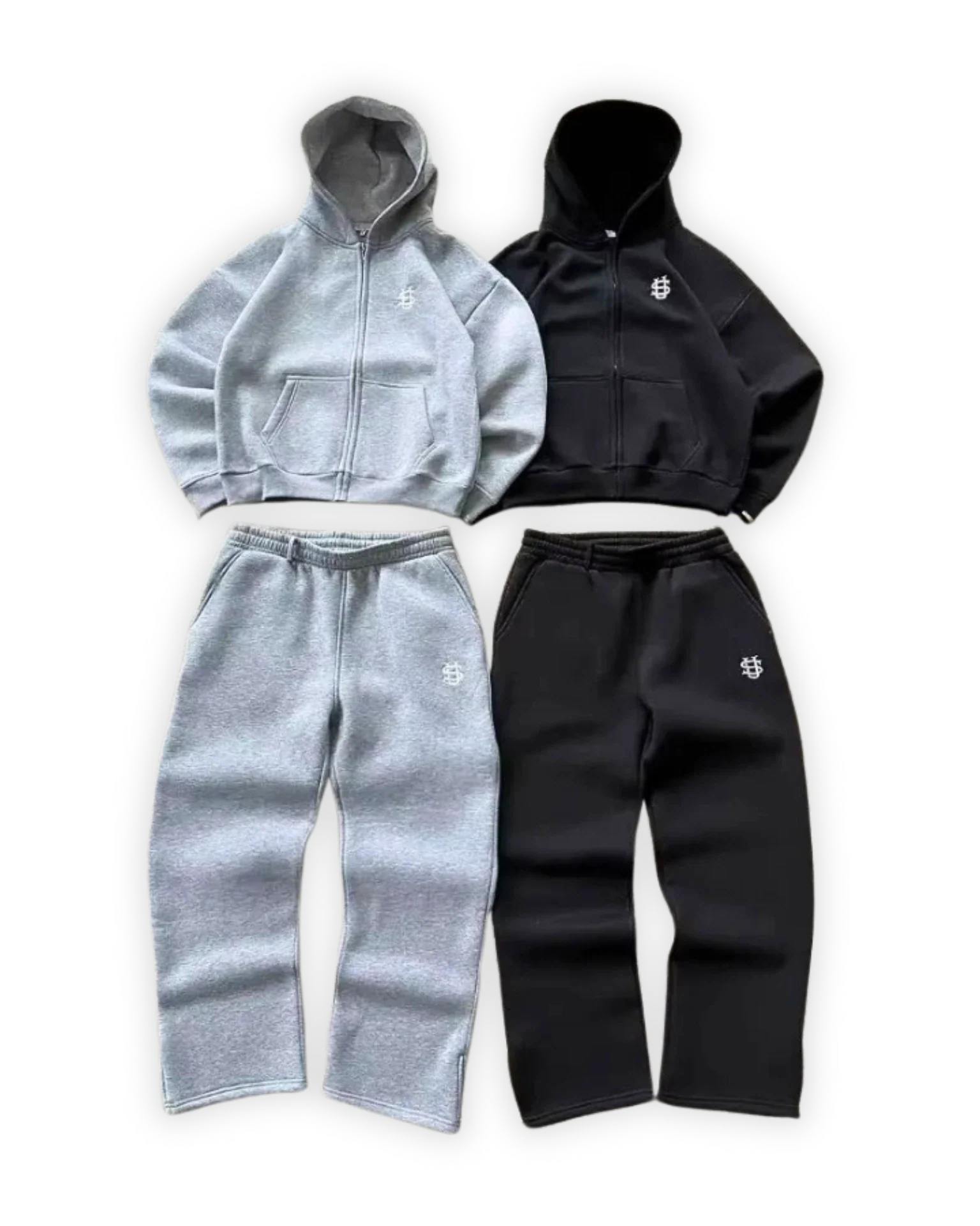y2kSTUDIO – Baggy Tracksuit Set (Grey & Black)