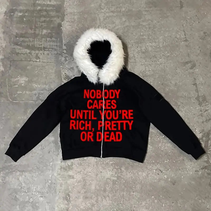 NOBODY CARES ZIP HOODIE