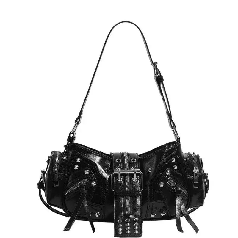 Y2k Black Motorcycle Shoulder Bag