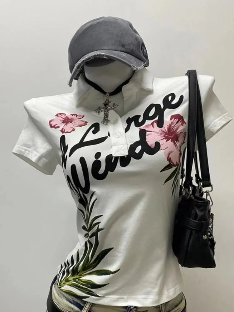 2024 Summer Sexy One Shoulder Design Y2k Vintage T-Shirts