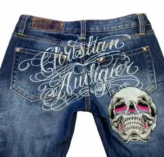 retro punk skull jeans