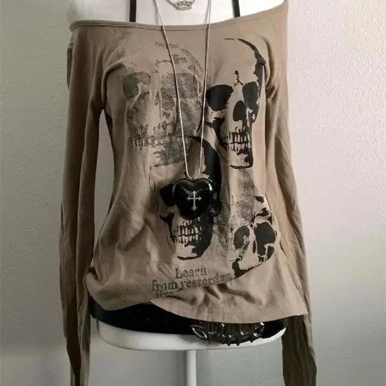 Vintage Gothic Streetwear T-shirt Woman Y2k Tops