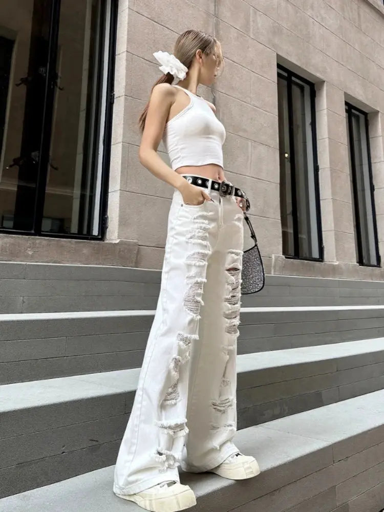 Ripped White Jeans