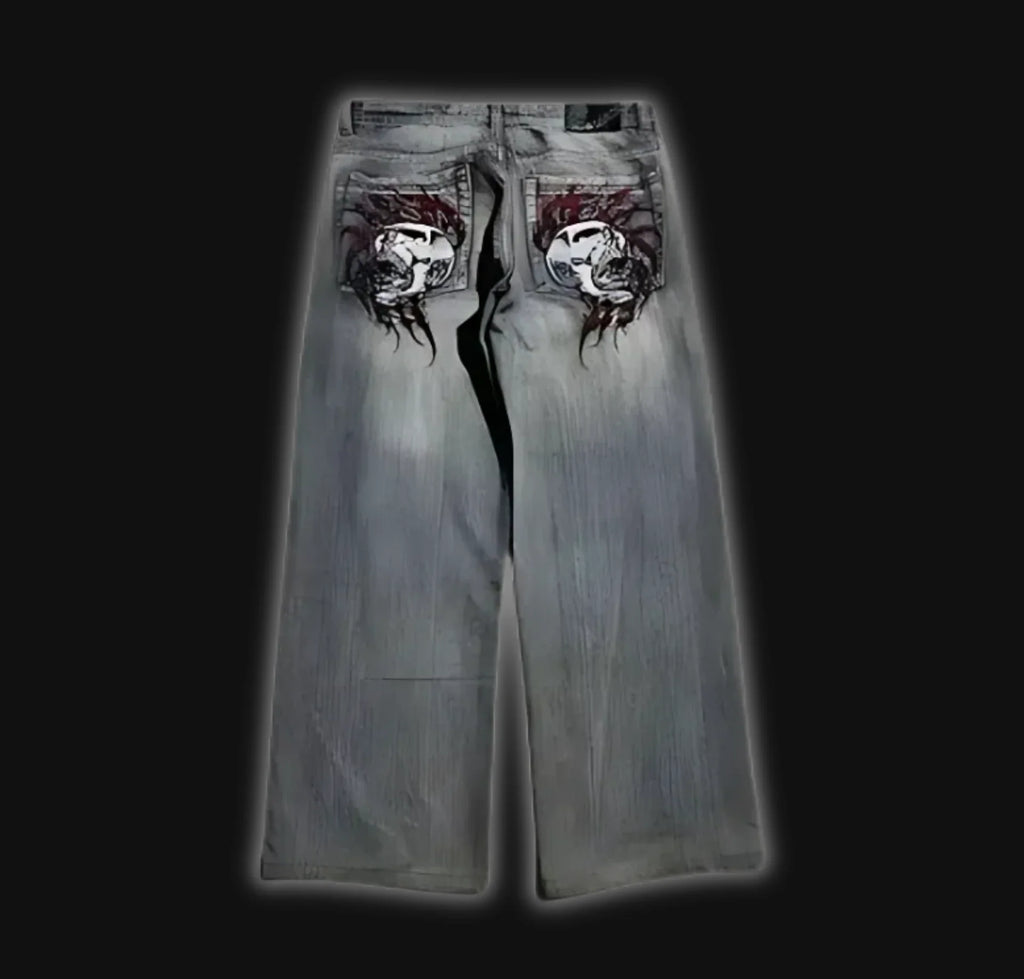 retro punk skull jeans