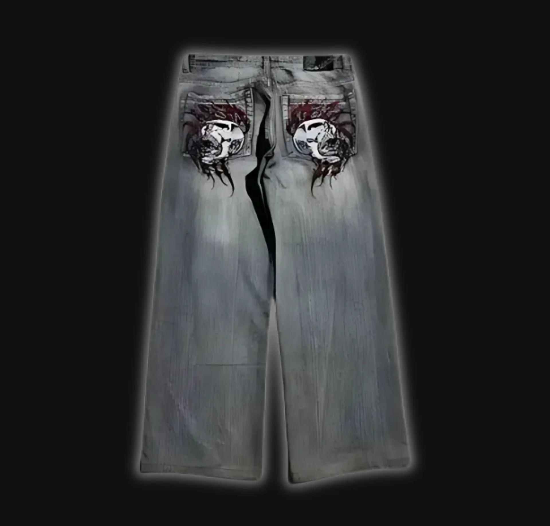 retro punk skull jeans