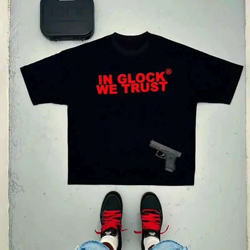 In Glock we Trust T-shirt Y2K Streetwear