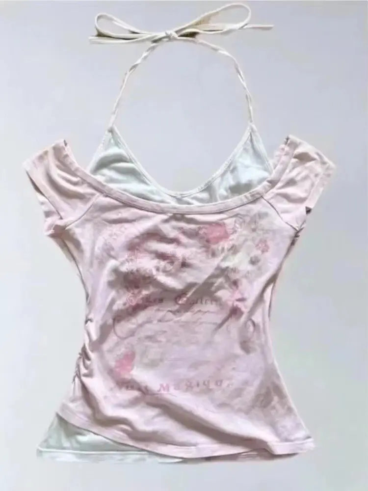 2024 Summer Sexy One Shoulder Design Y2k Vintage T-Shirts