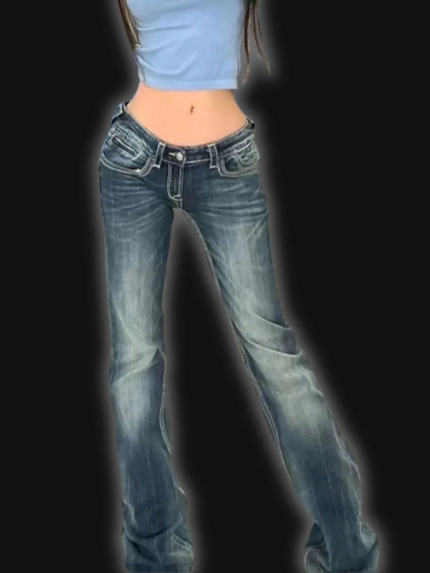 Vintage Streetwear Low Rise Flare Jeans