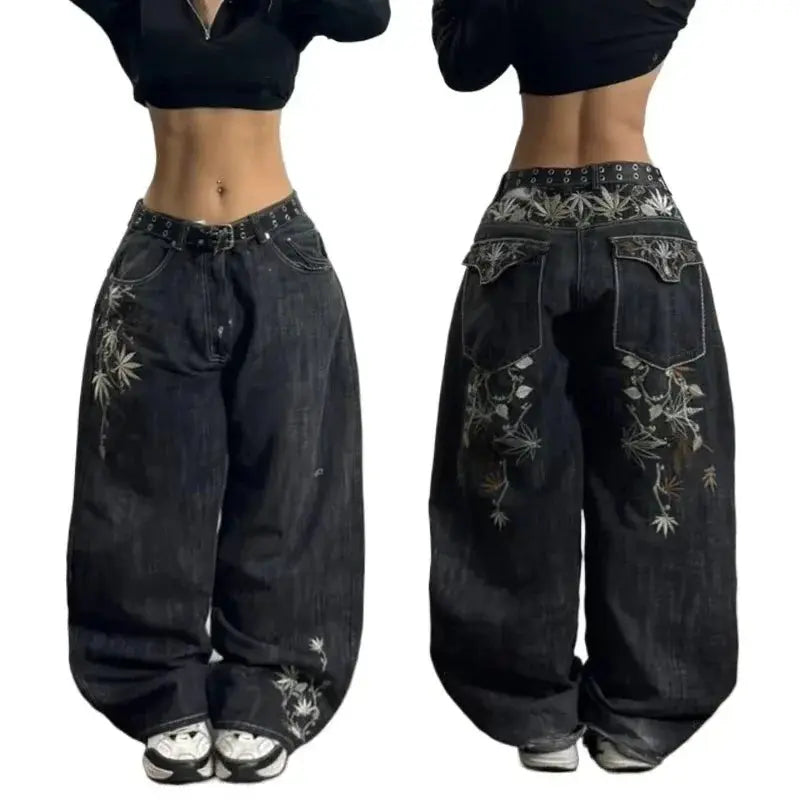 Big Washed Black Grey Jeans Loose