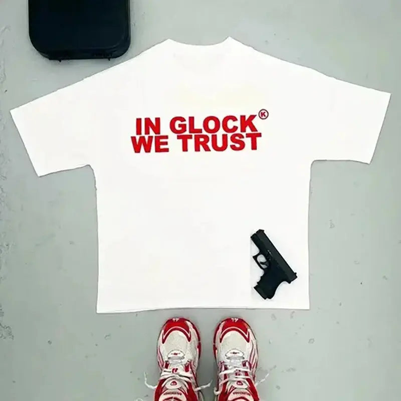 In Glock we Trust T-shirt Y2K Streetwear