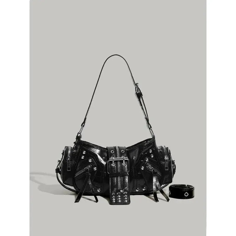 Y2k Black Motorcycle Shoulder Bag