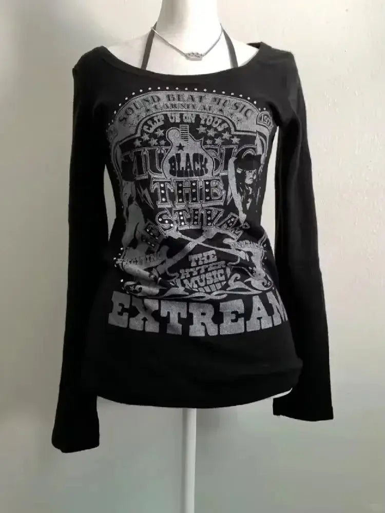 Vintage Gothic Streetwear T-shirt Woman Y2k Tops